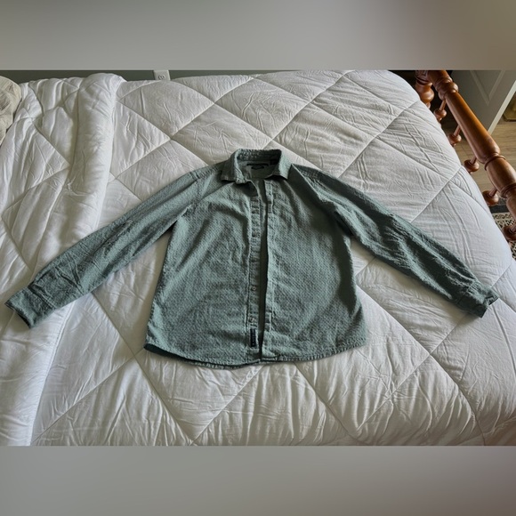 Perry Ellis Teal Linen Blend Button Down Shirt - Picture 4 of 8